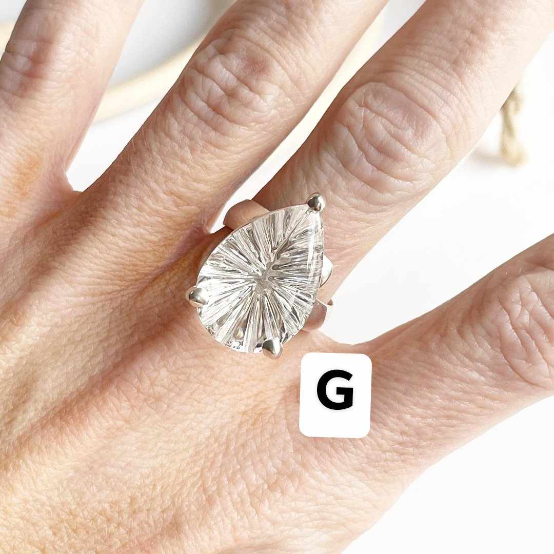 Clear Quartz Special Cut Prong Rings - Solid Sterling Silver