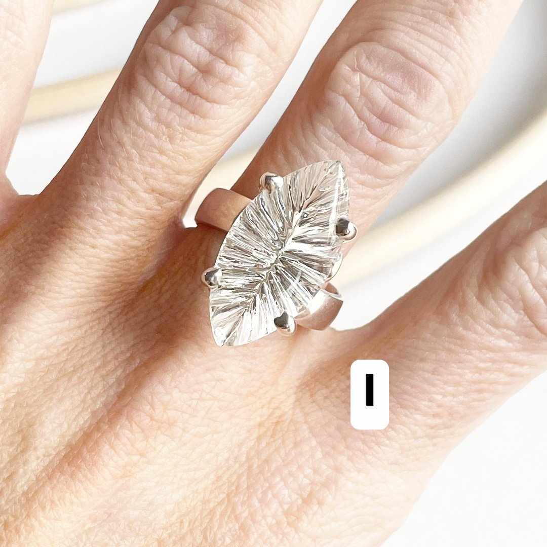 Clear Quartz Special Cut Prong Rings - Solid Sterling Silver