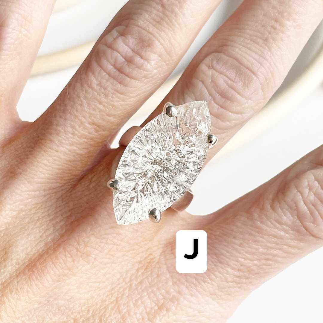 Clear Quartz Special Cut Prong Rings - Solid Sterling Silver