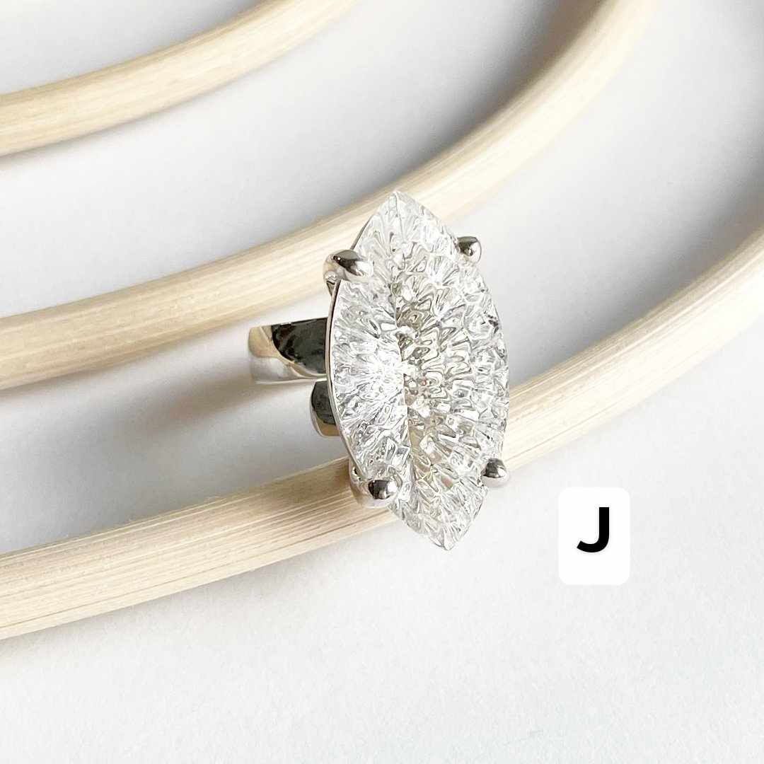 Clear Quartz Special Cut Prong Rings - Solid Sterling Silver