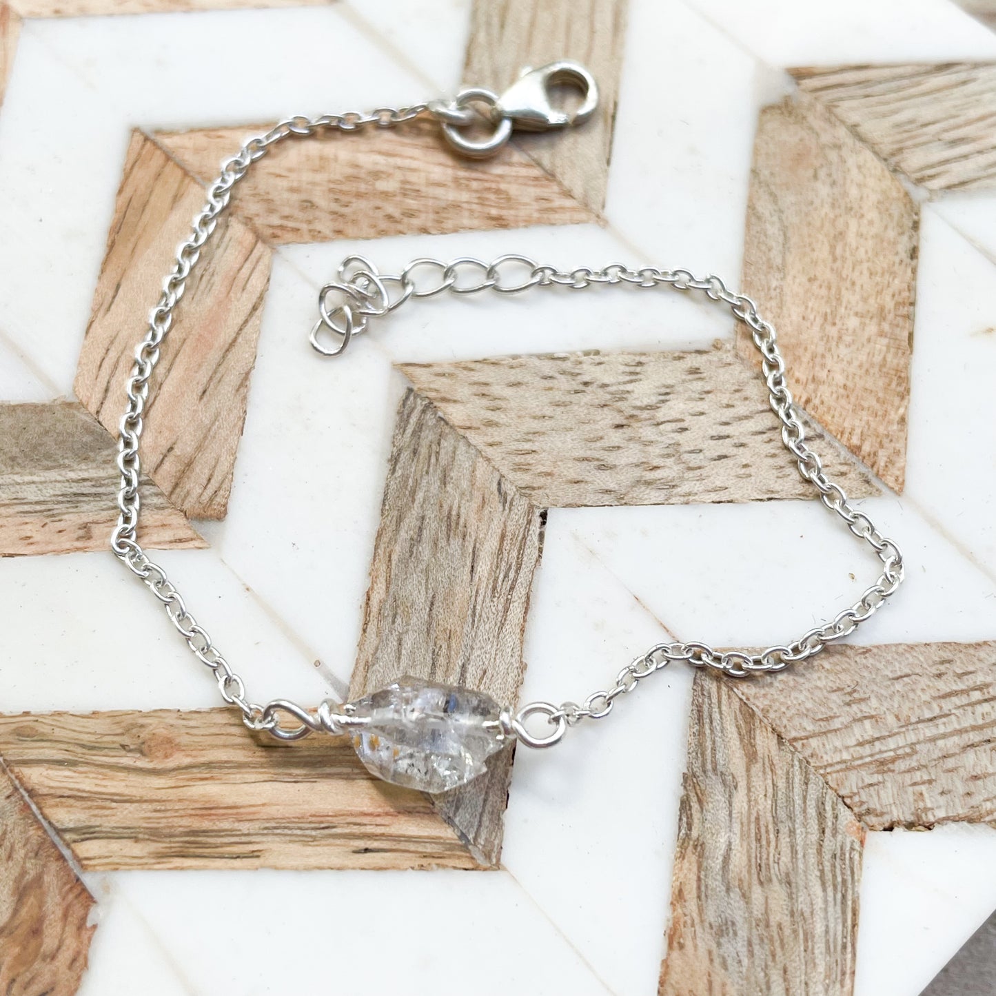 Minimalist Stone Bracelet - Solid Sterling silver