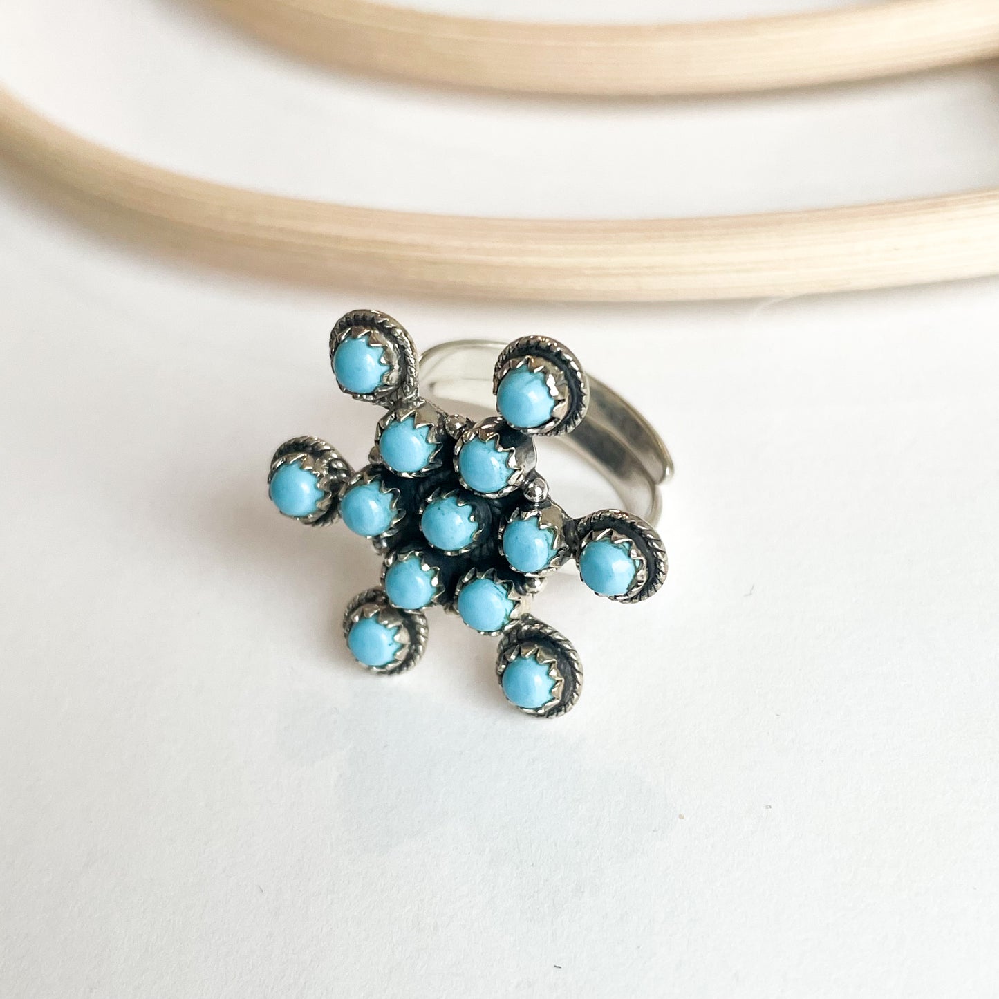 Arizona Turquoise Snowflake Ring - Solid Sterling Silver