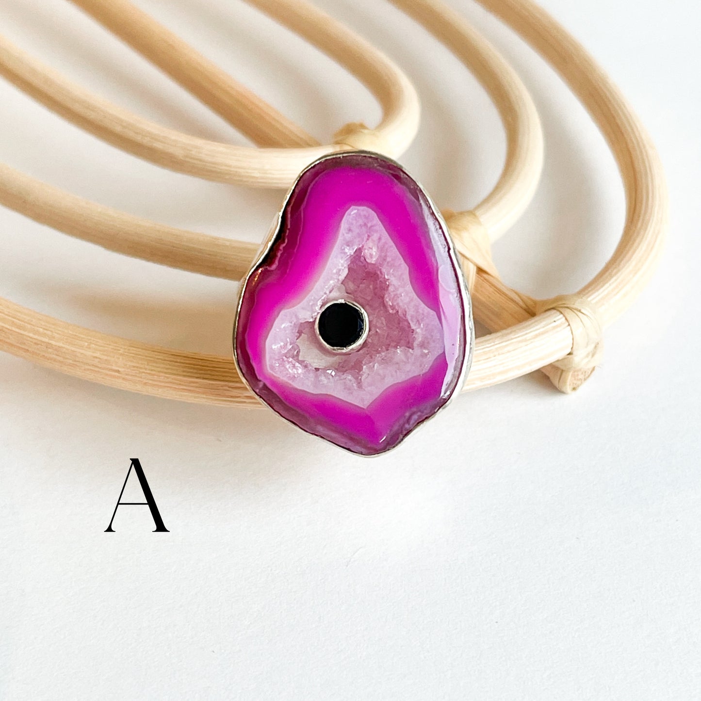 Agate With Gemstone Ring - Solid Sterling Silver