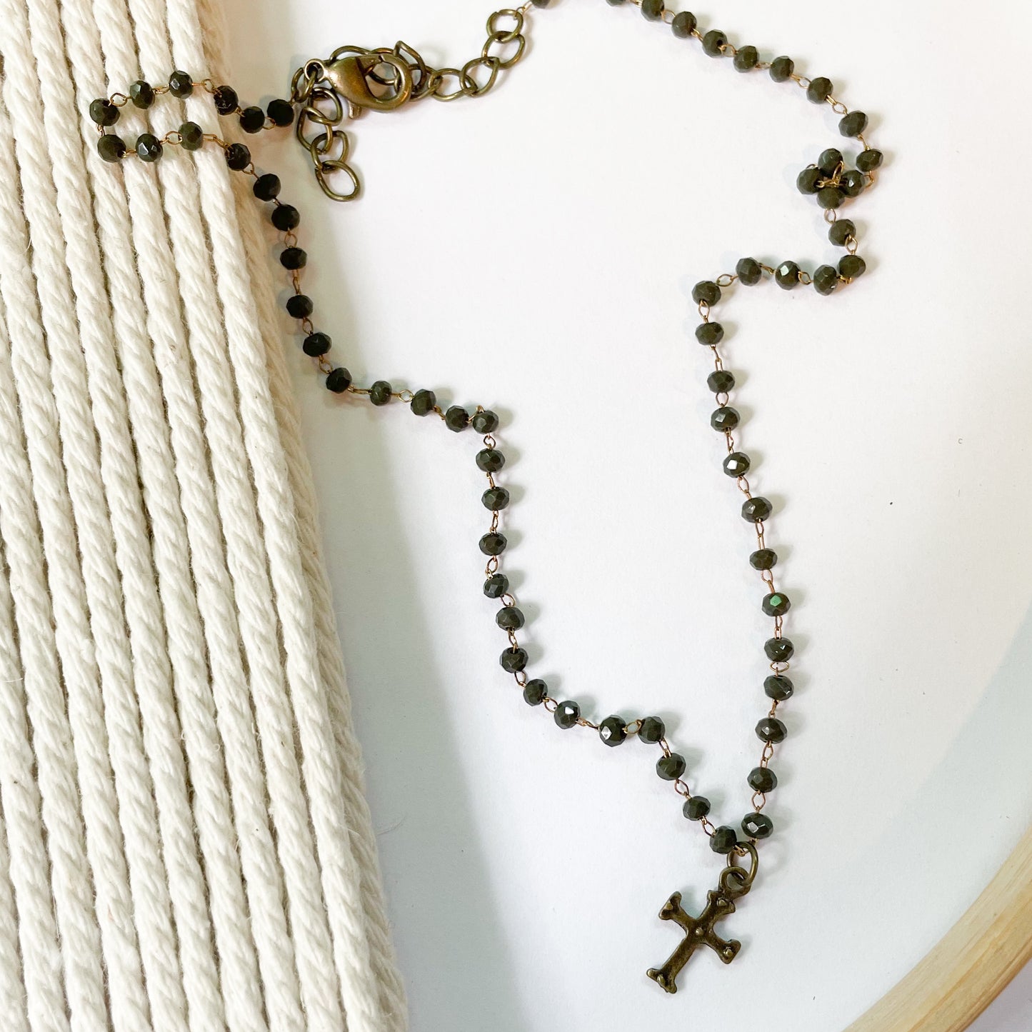 Dainty Hematite & Cross Choker Necklace - Dainty Boho