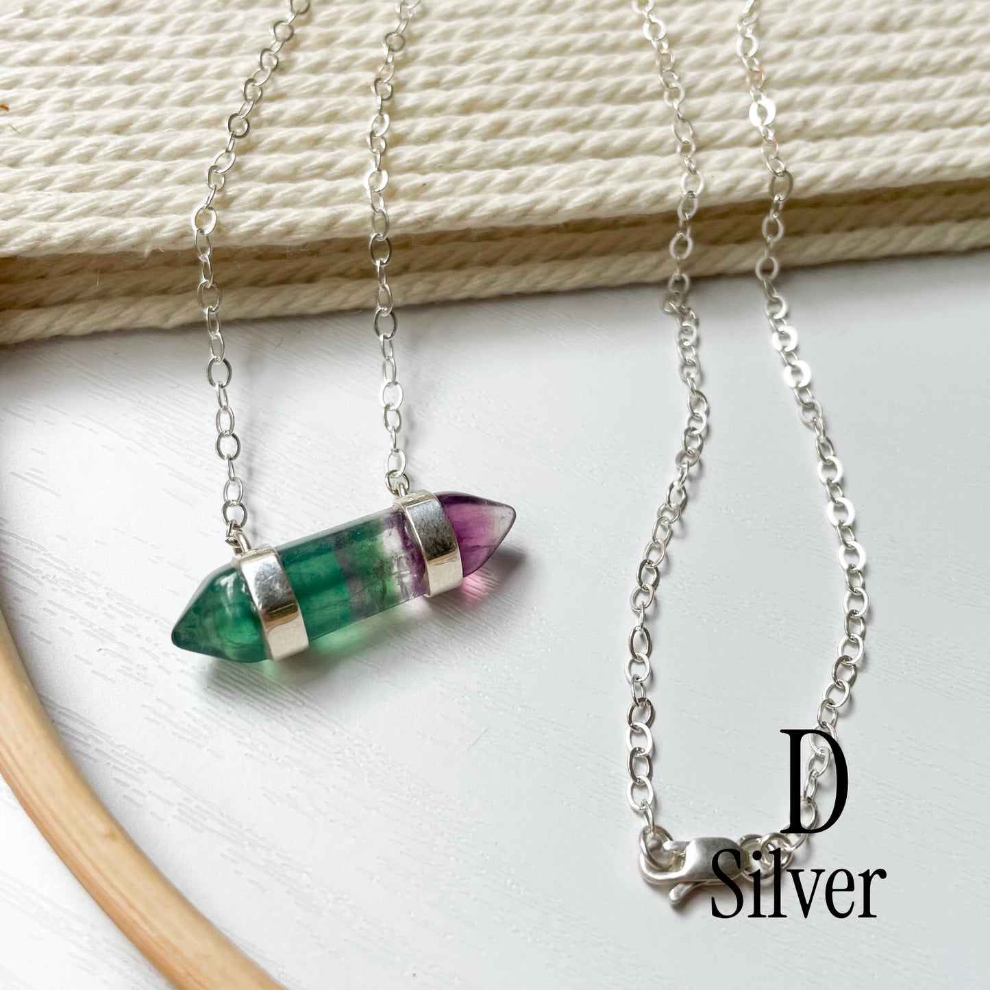 Fluorite Side Point Necklace - Both Metals