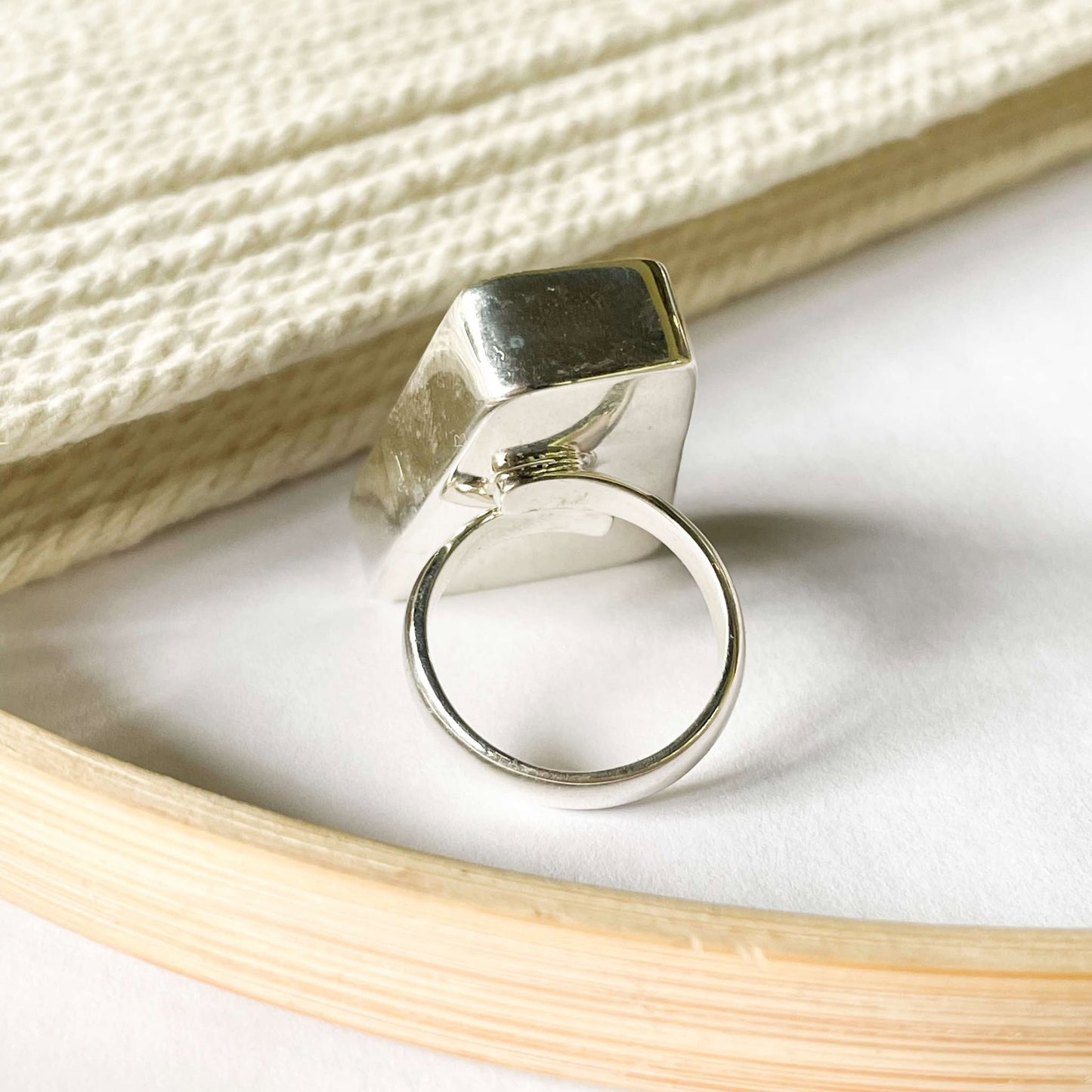 Fluorite Bezel Ring - Solid Sterling Silver