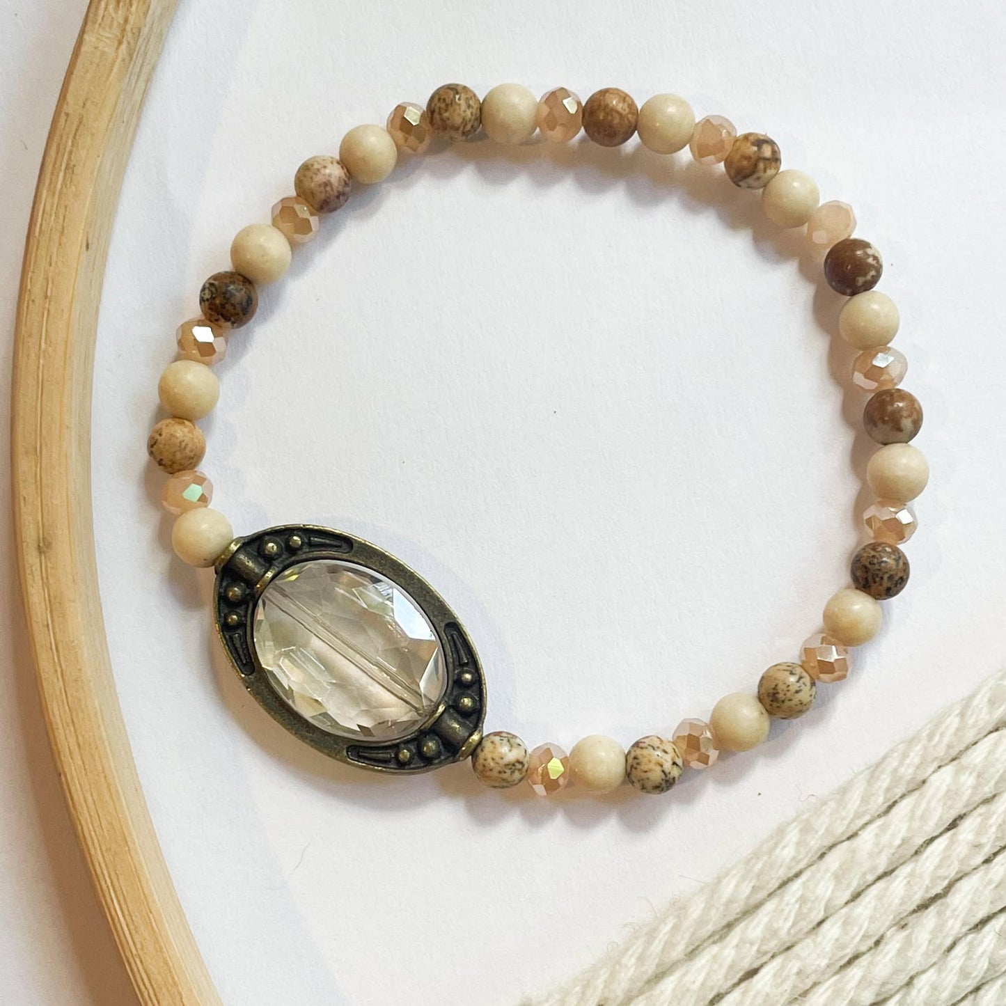 River stone Jasper Galaxy Crystal Stretch Bracelet - Dainty Grunge