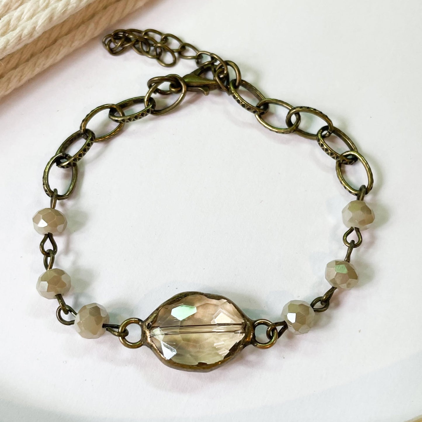 Chunky Chain Gray Crystal Bracelet - Dainty Grunge