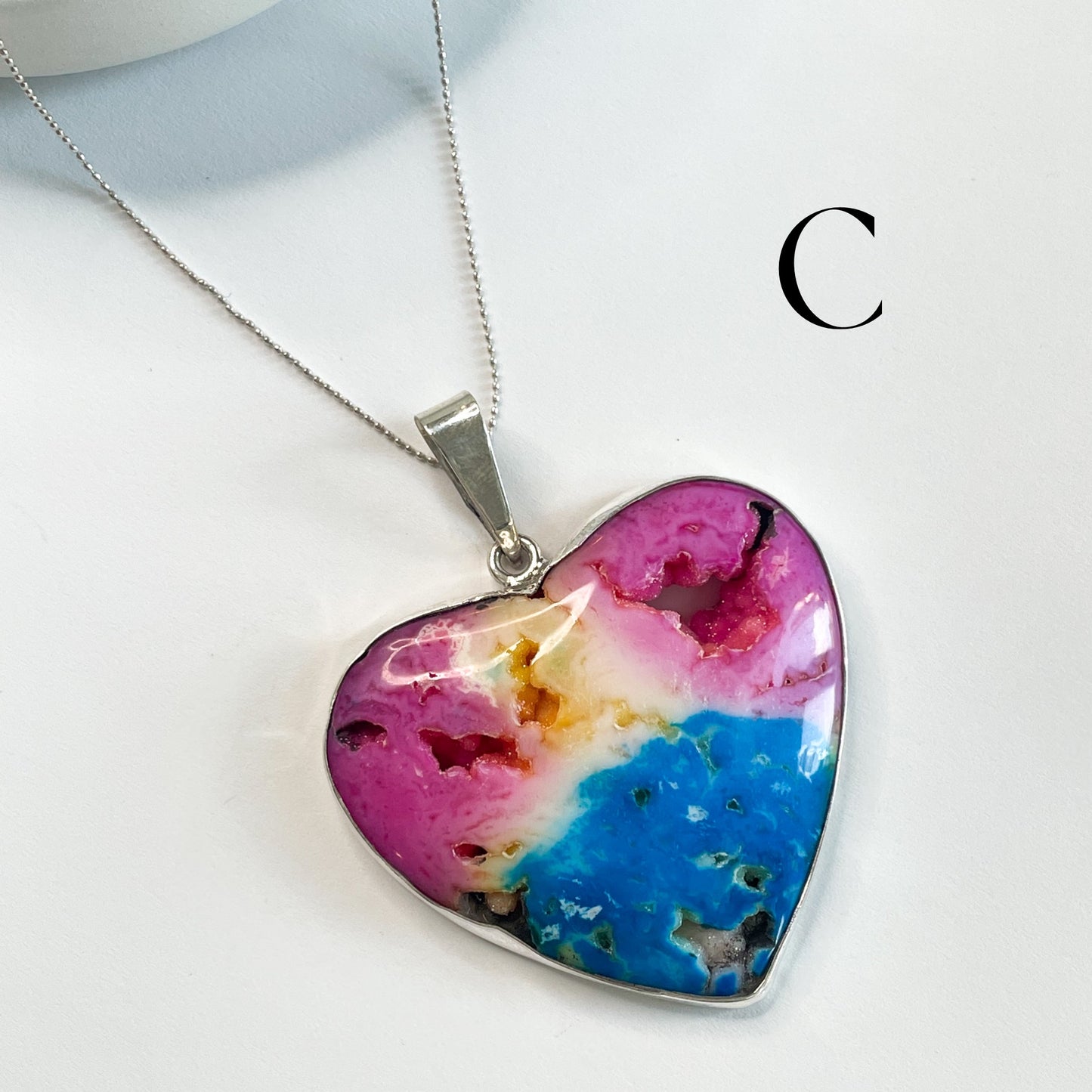 Solar Druzy Agate Pendant - Solid Sterling Silver