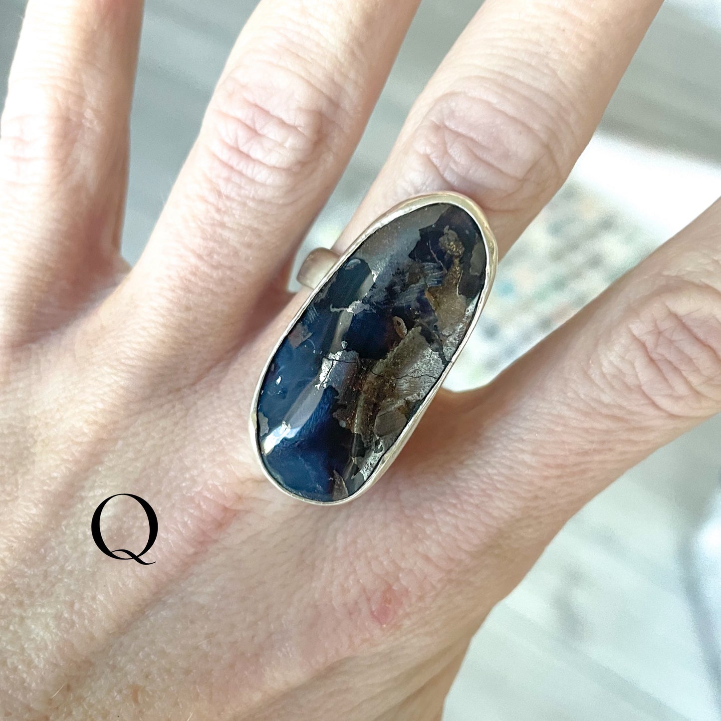 Boulder Opal Ring - Solid Sterling Silver