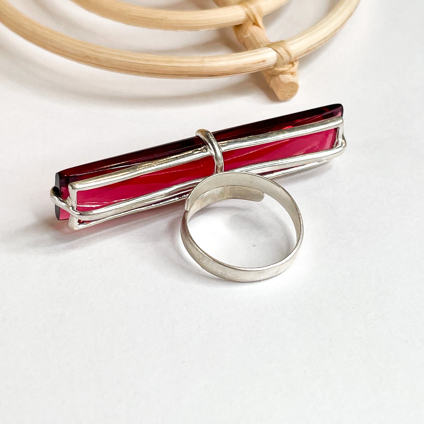 Fuchsia Side Set Prong Ring - Solid Sterling Silver