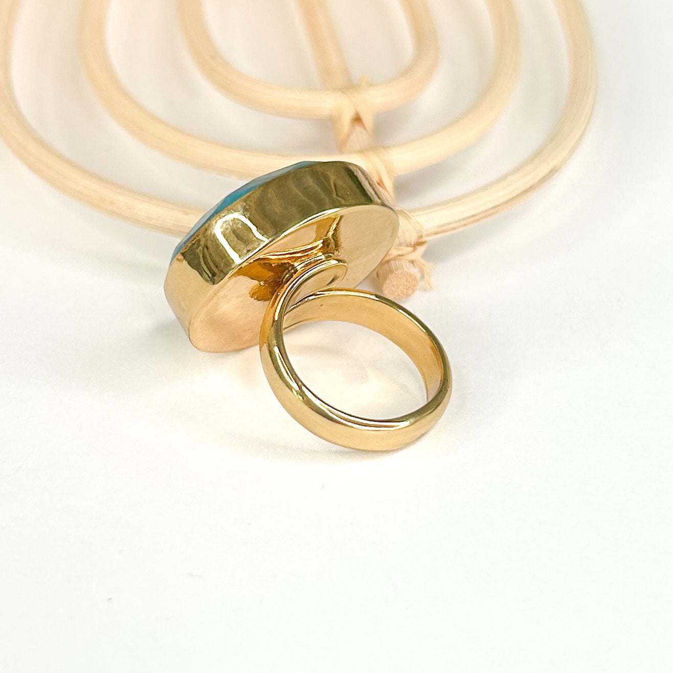 Color Enhanced Polka Dot Agate Ring - Alchemia Gold