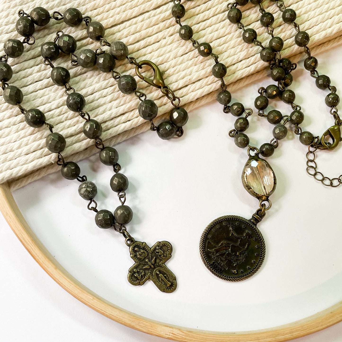 Hematite & Cross Choker Necklace - Dainty Boho