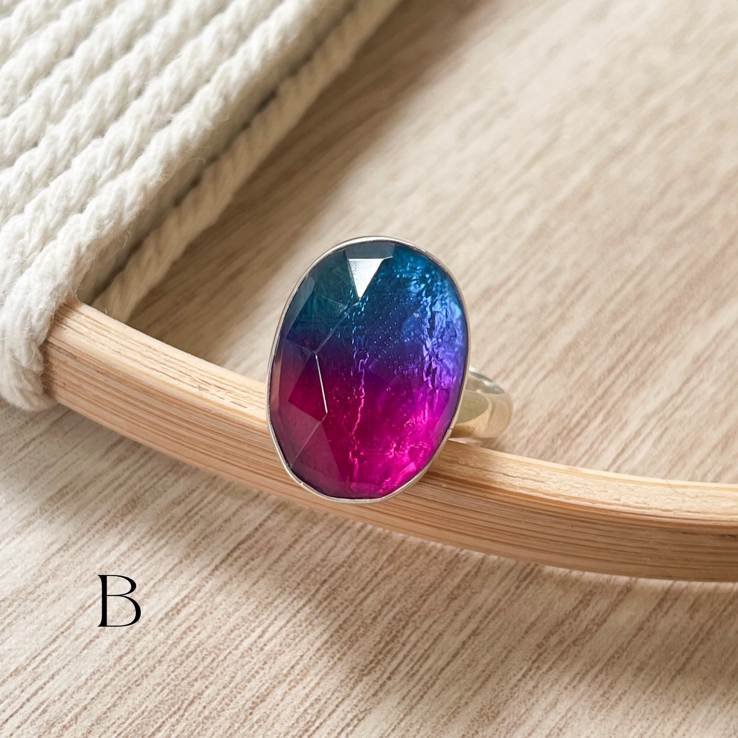Blue and Pink Ombre Doublet Rings - Both Metals