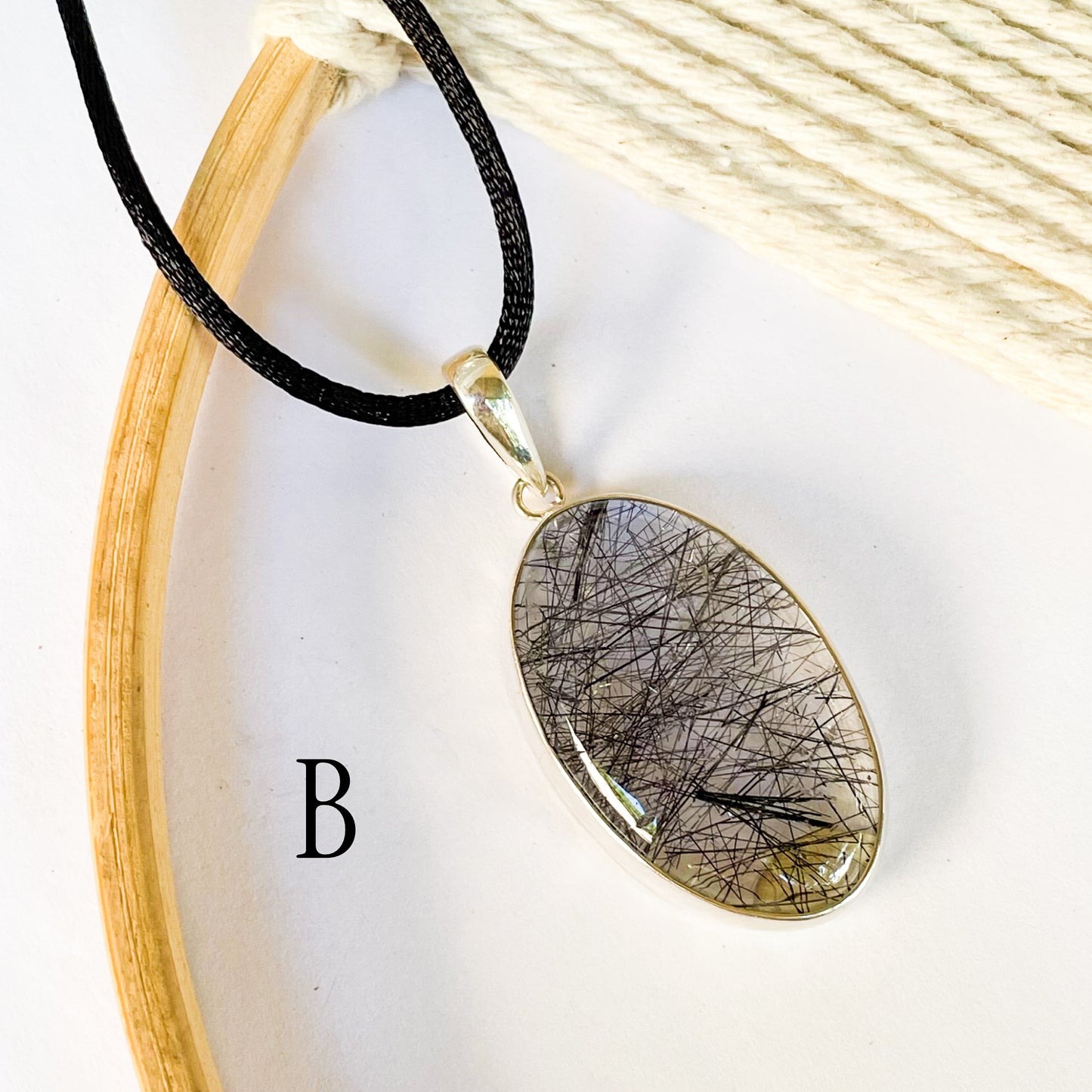 Black Rutilated Quartz Rings & Pendants - Solid Sterling Silver