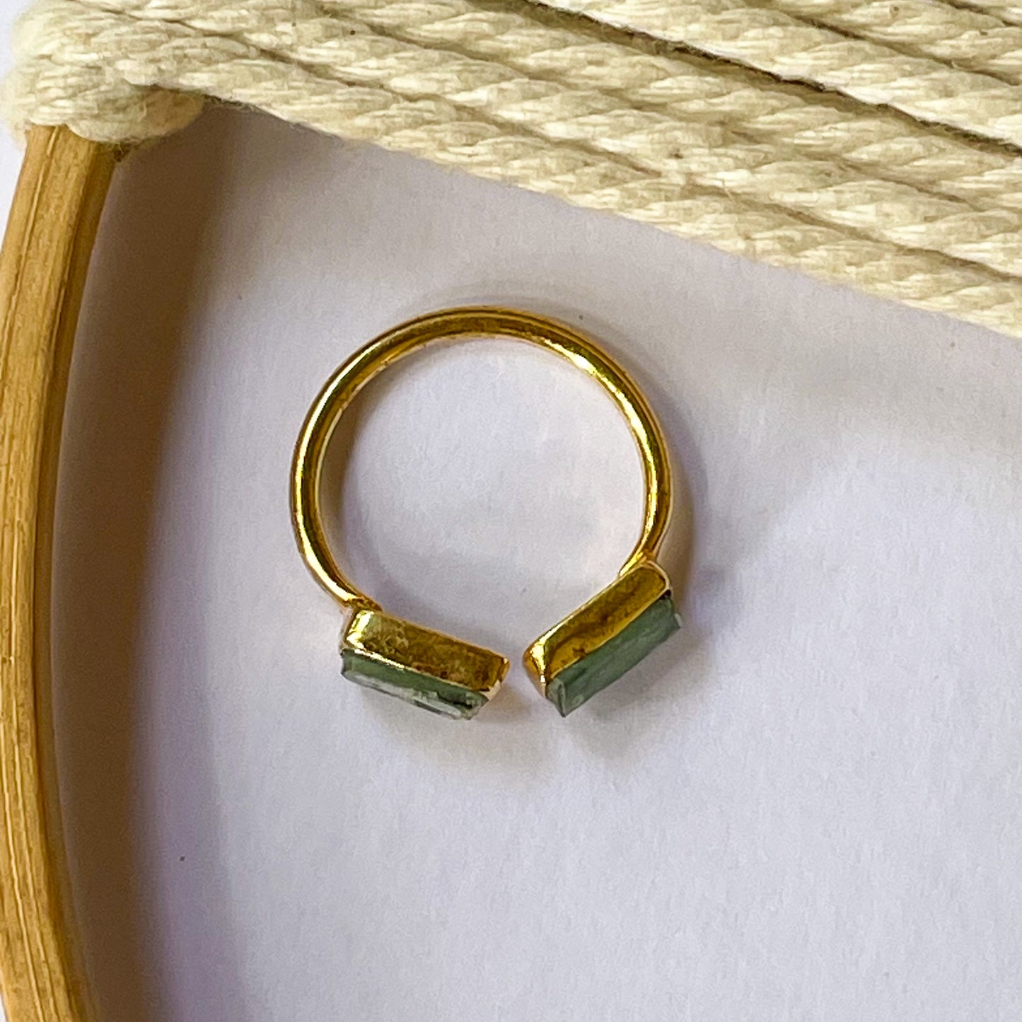Green/Green/Orange Kyanite Bypass Ring - Solid Sterling Silver