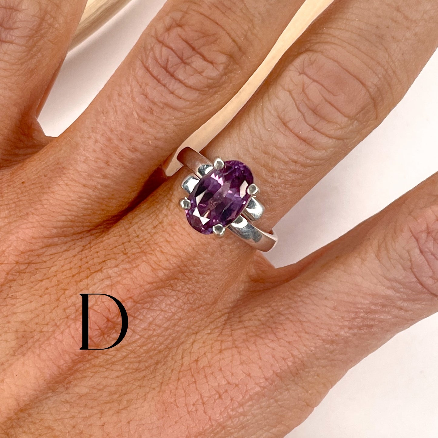 Color Changing Sapphire Prong Ring - Solid Sterling Silver