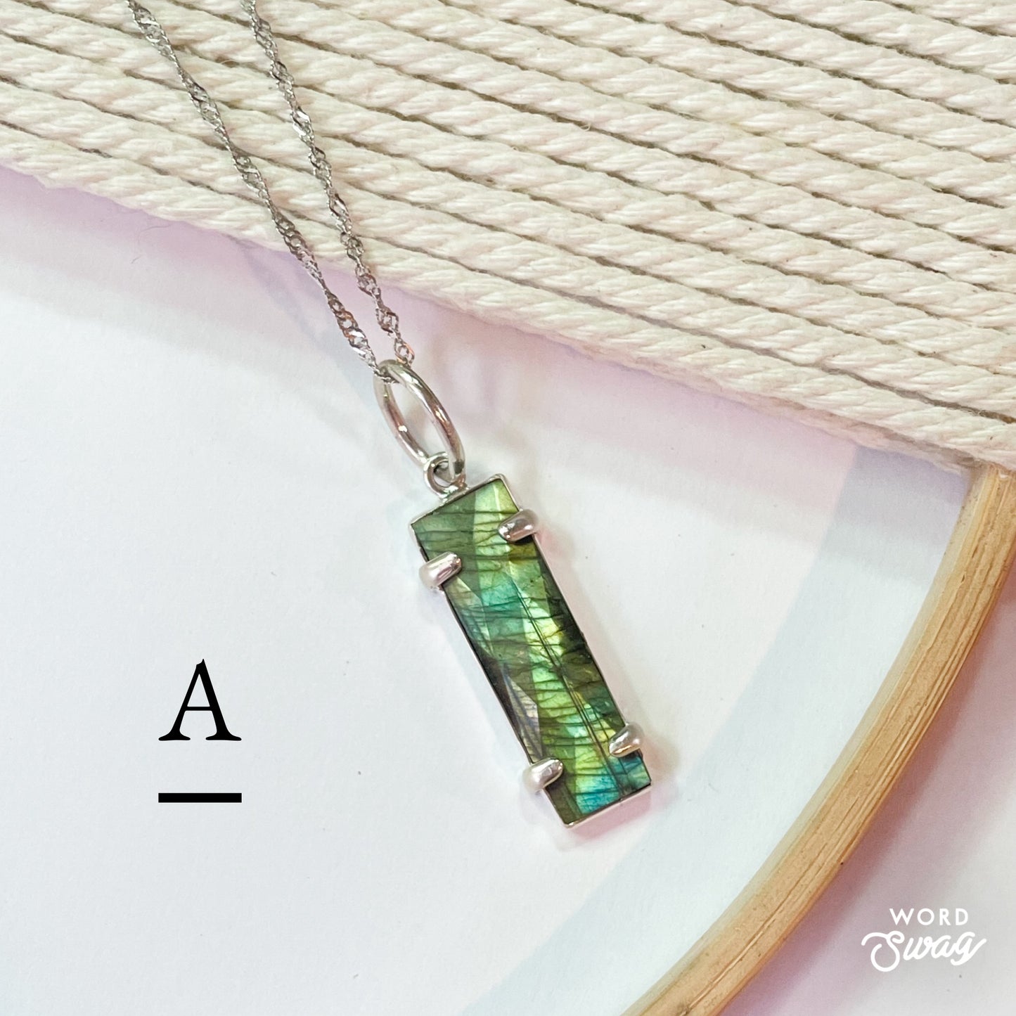 Labradorite Slim Pendant - -Solid Sterling Silver