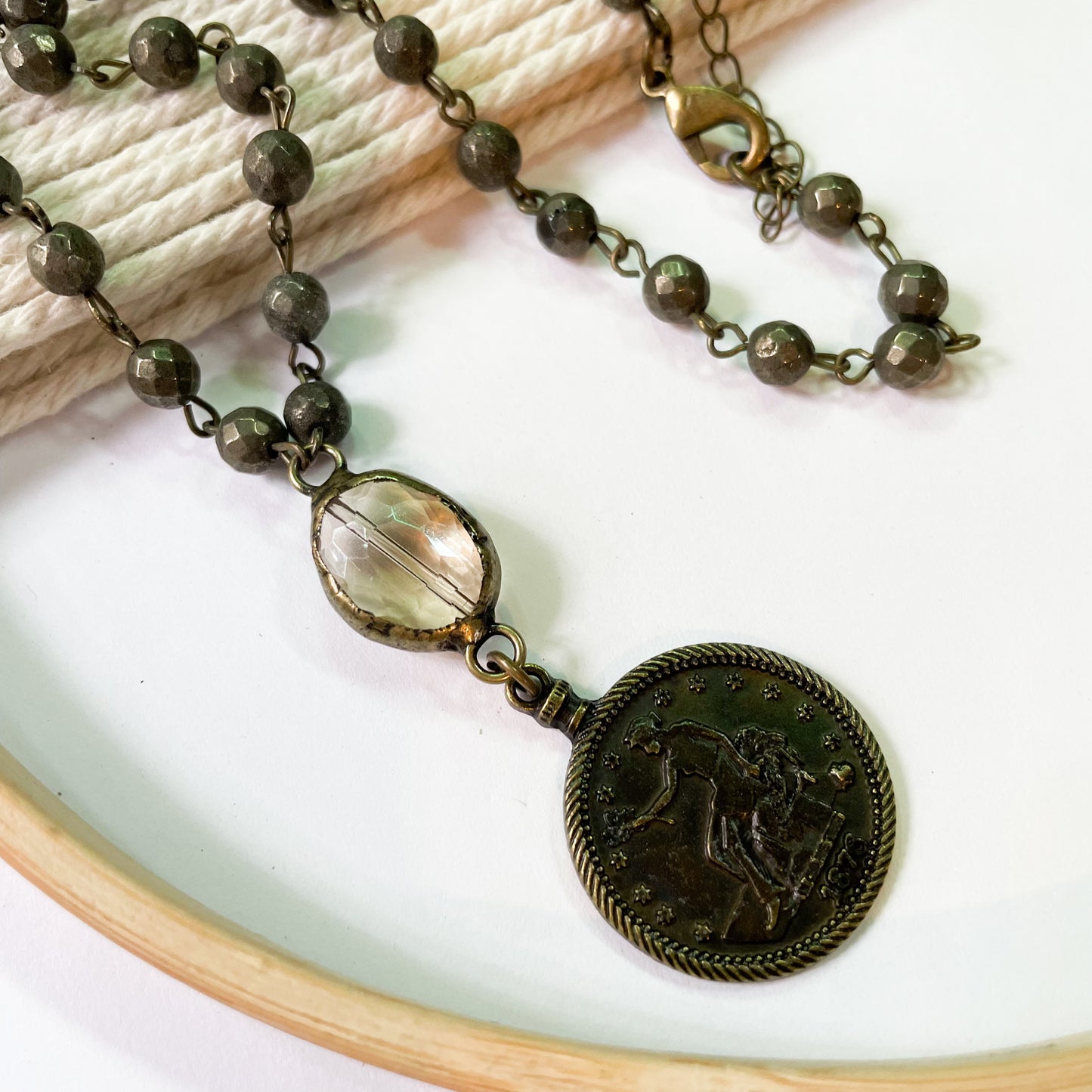 Chunky Hematite & Coin Necklace - Dainty Boho