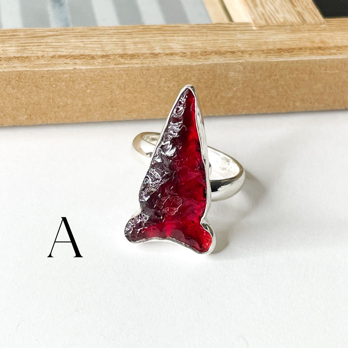Colorful Glass Arrow Ring - Solid Sterling Silver