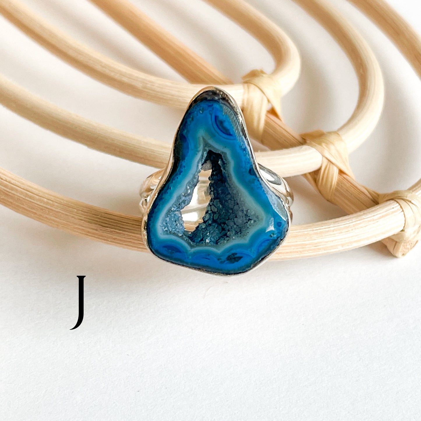 Agate Slice Ring - Solid Sterling Silver
