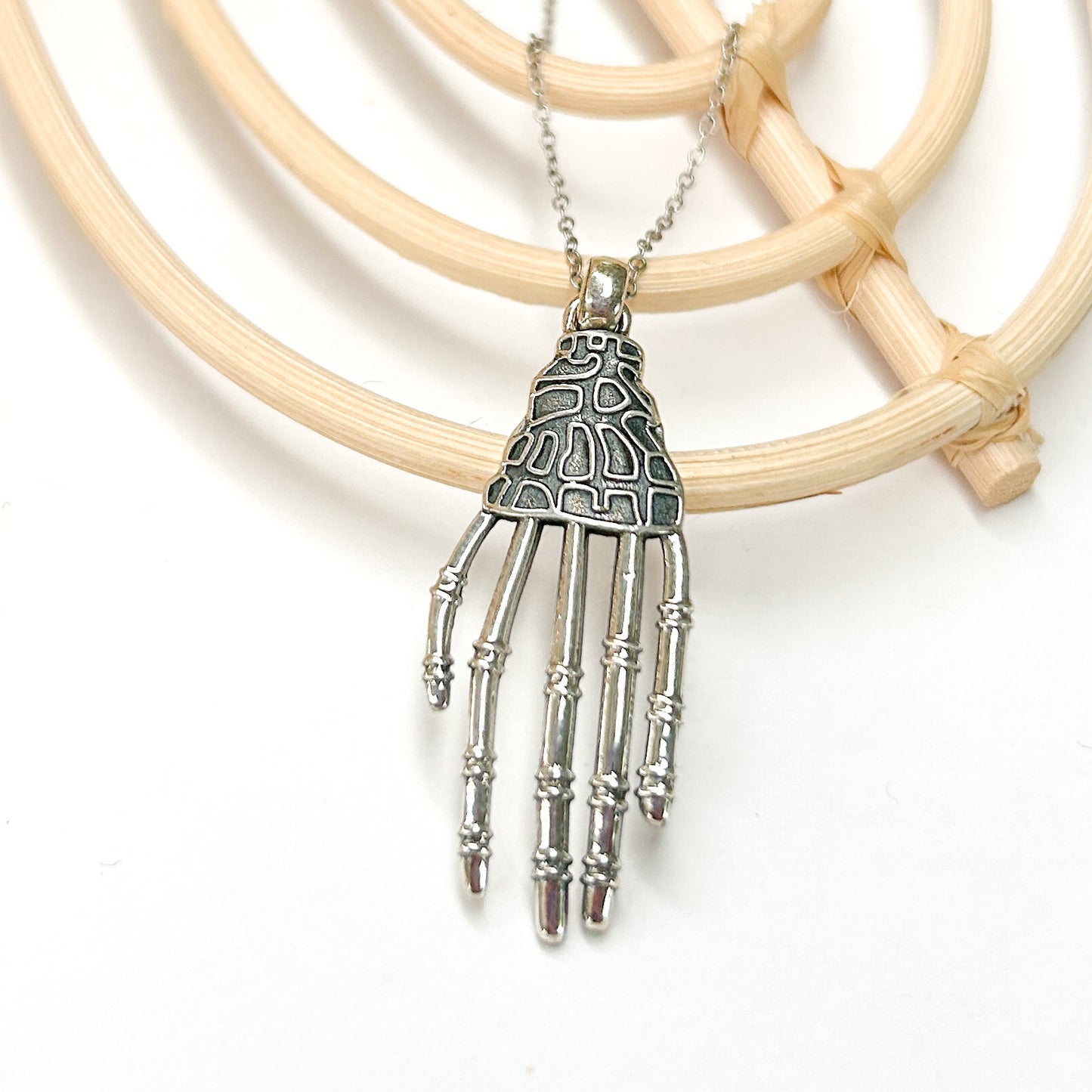 Skeleton Hand Pendant - Solid Sterling Silver