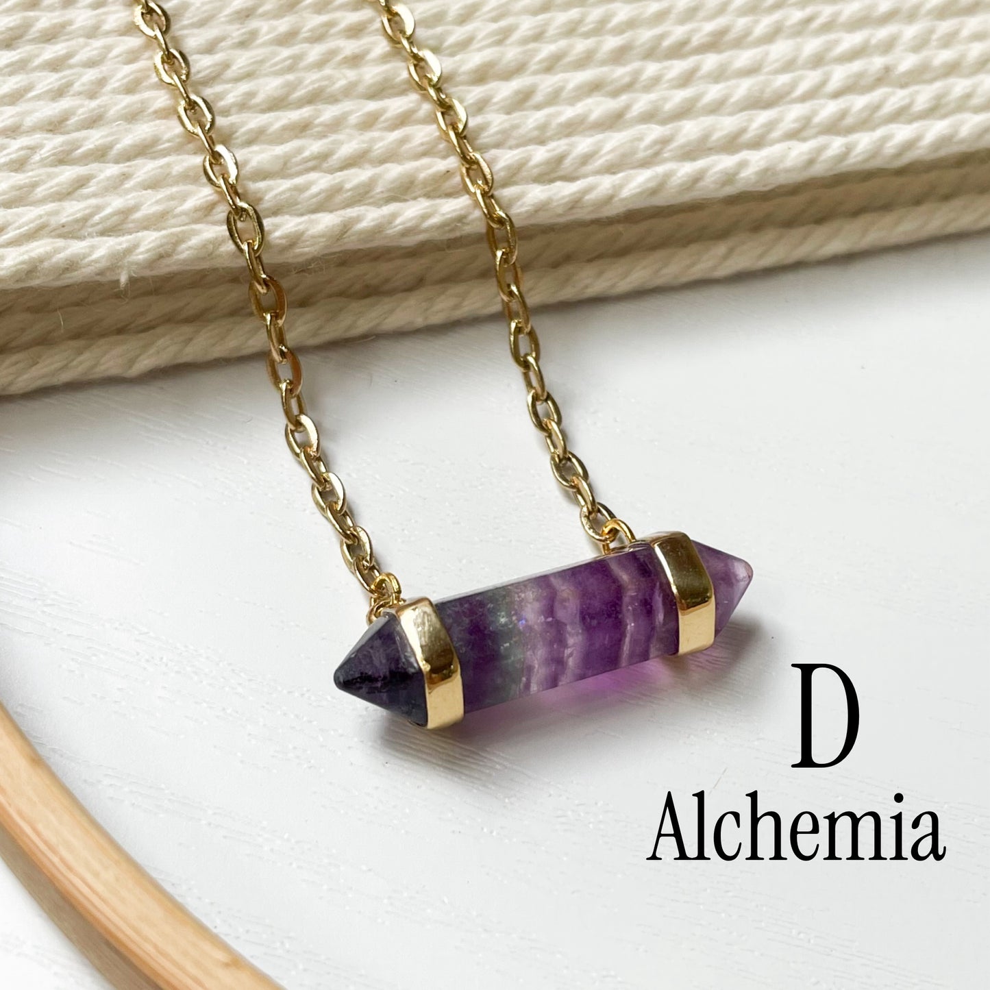 Fluorite Side Point Necklace - Both Metals