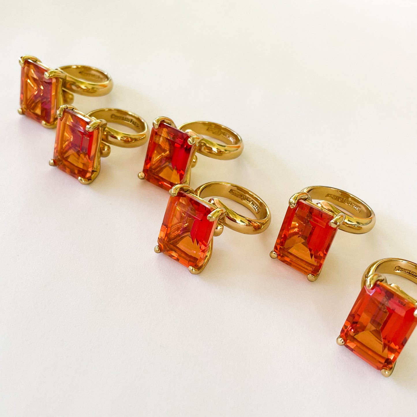 Orange Aurora Quartz Prong Ring - Alchemia