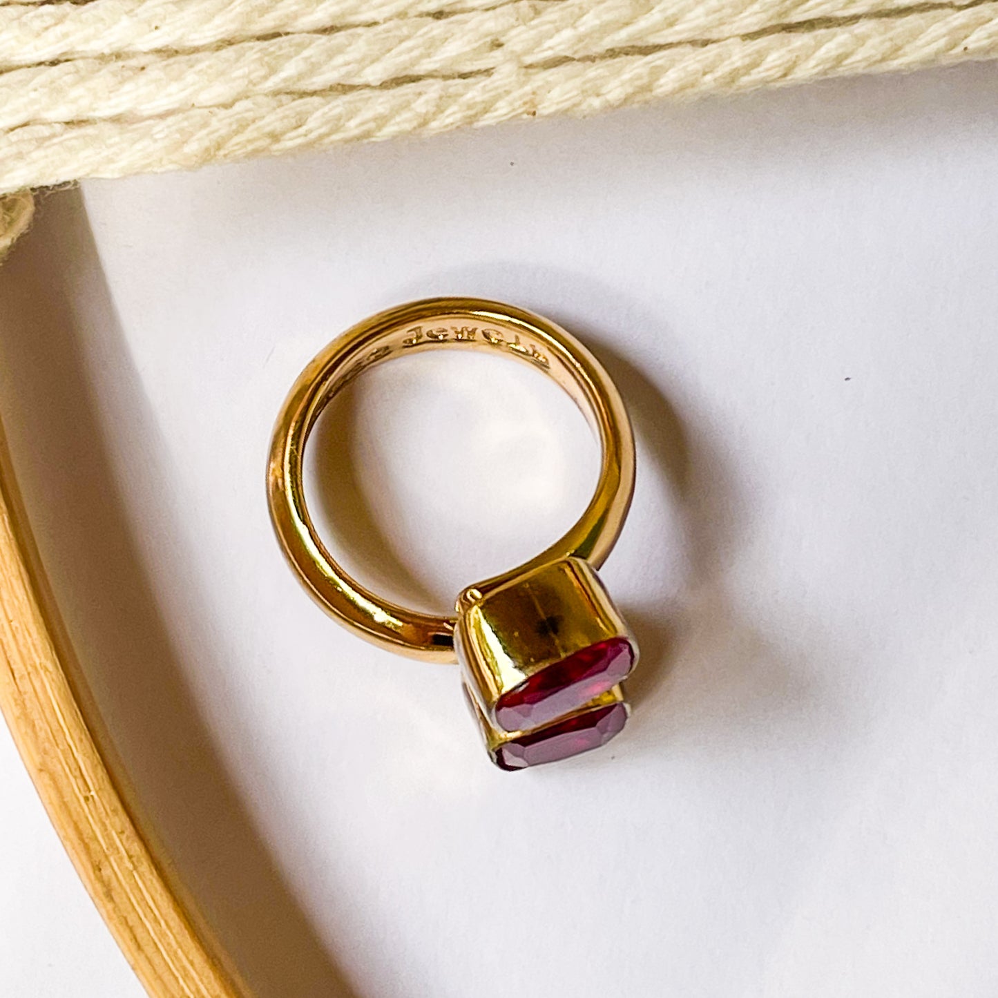 Red & White CZ Bypass Ring - Alchemia