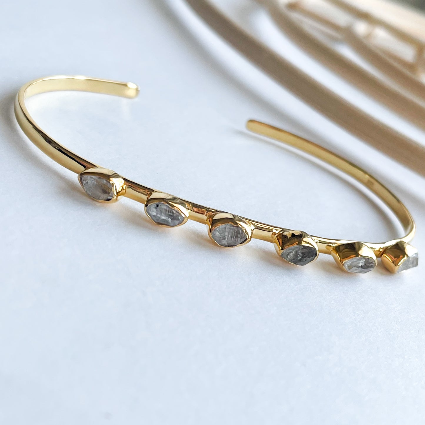 Herkimer Slim Cuff - Solid Sterling Silver w/ 18k Gold Plate
