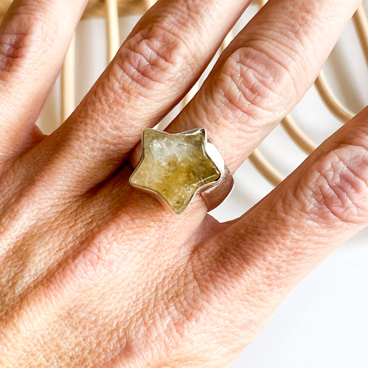 Citrine Star Ring - Solid Sterling Silver