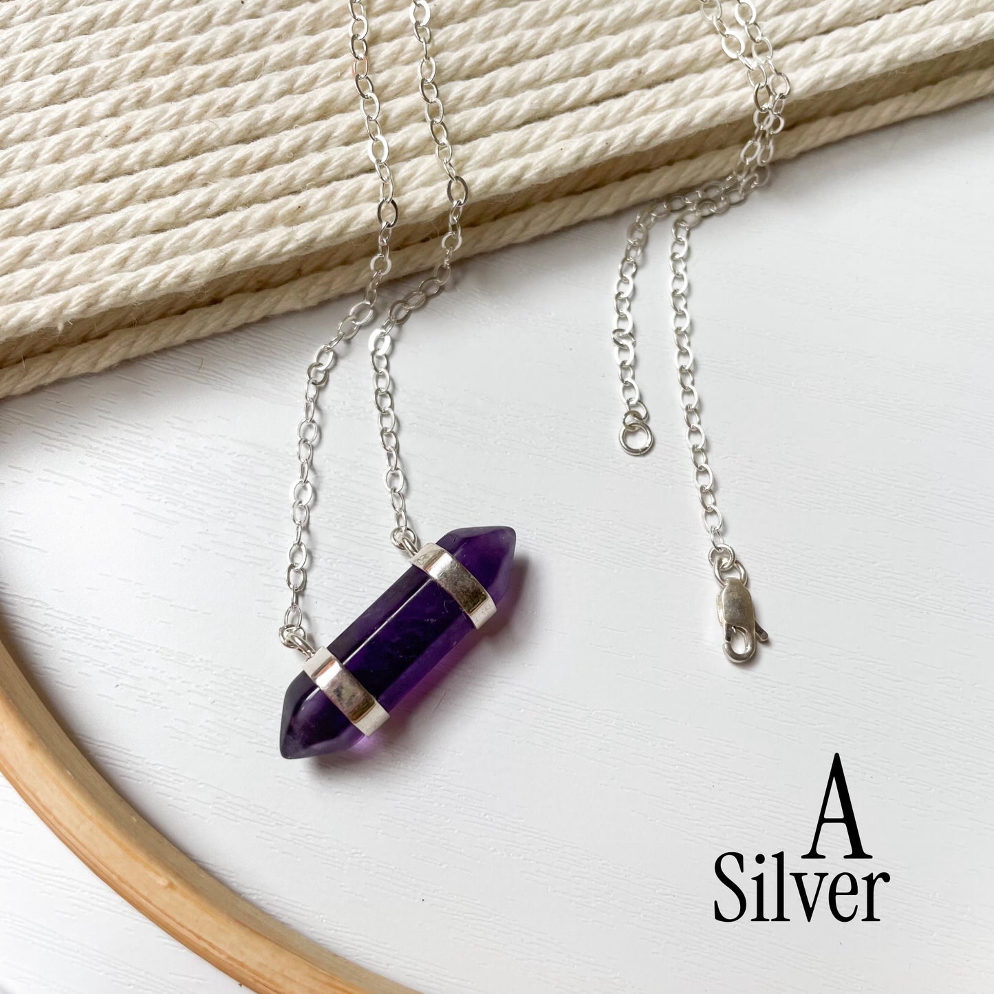 Fluorite Side Point Necklace - Both Metals