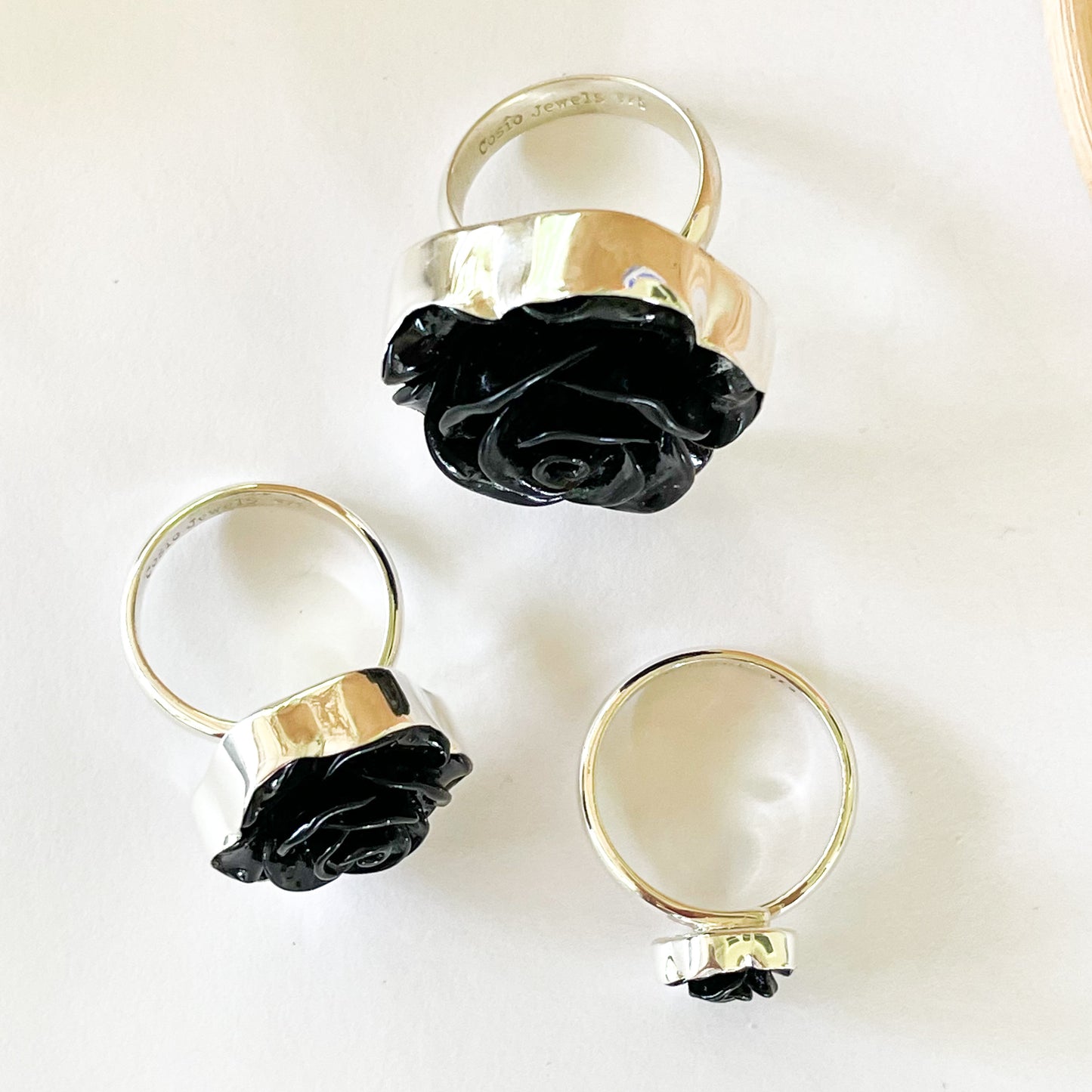 Black Rose Ring - Solid Sterling Silver