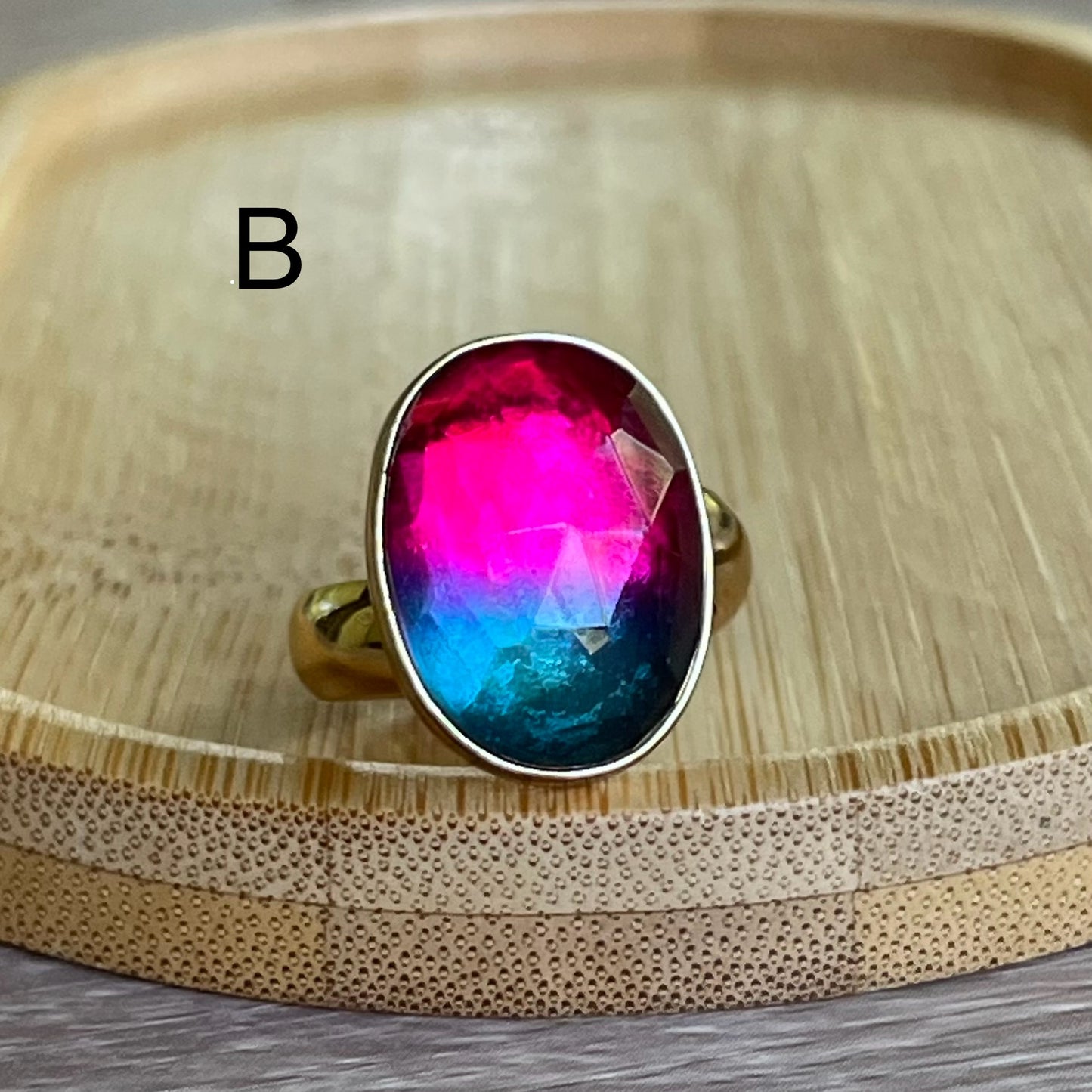 Blue and Pink Ombre Doublet Rings - Both Metals