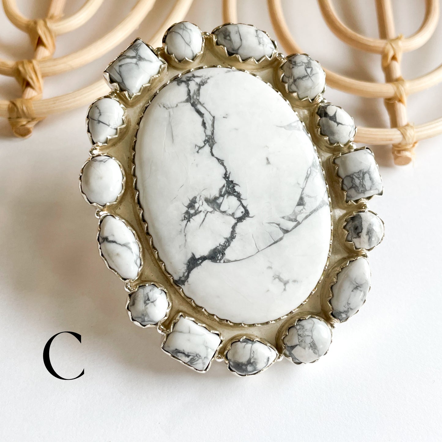 Howlite Statement Ring - Solid Sterling Silver