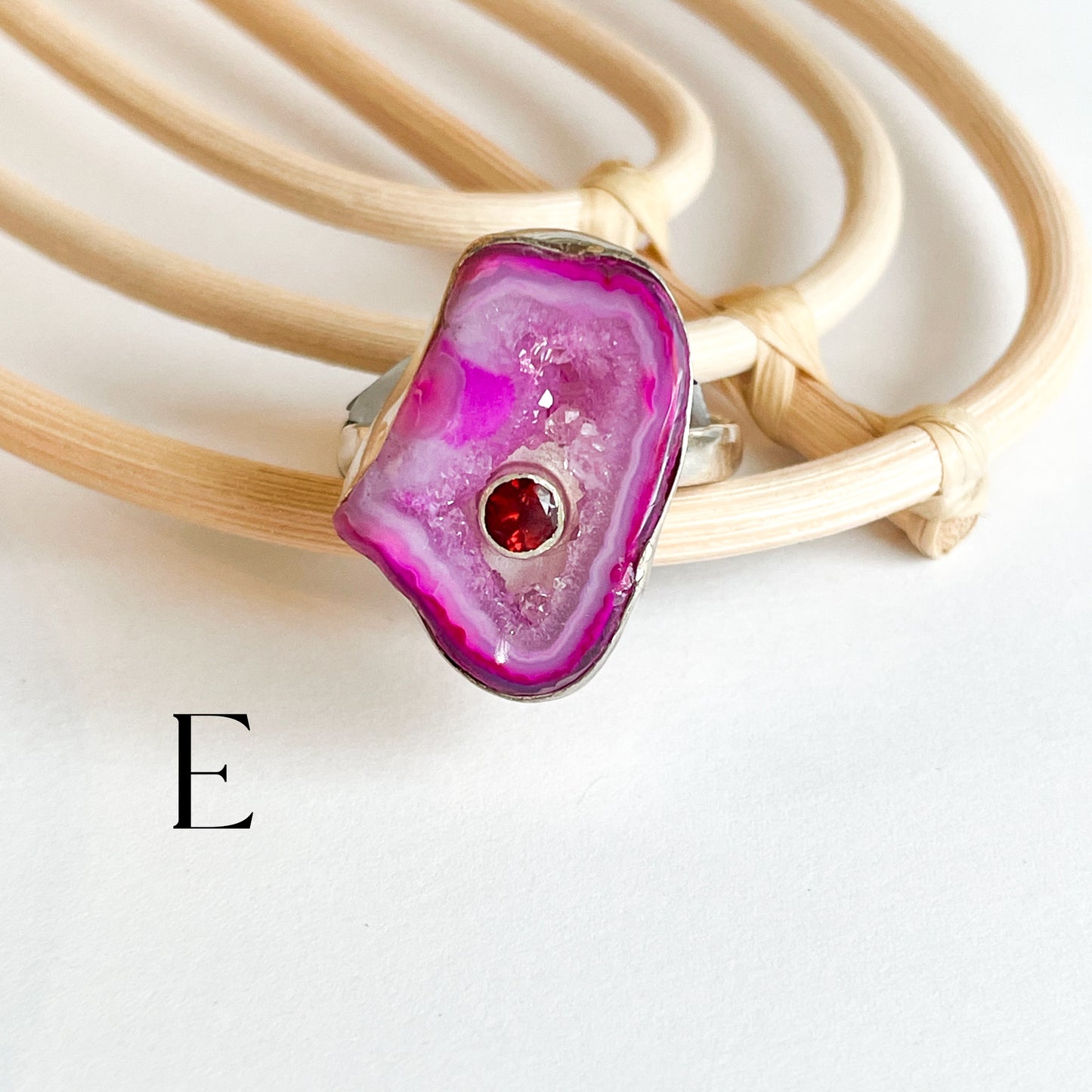 Agate With Gemstone Ring - Solid Sterling Silver