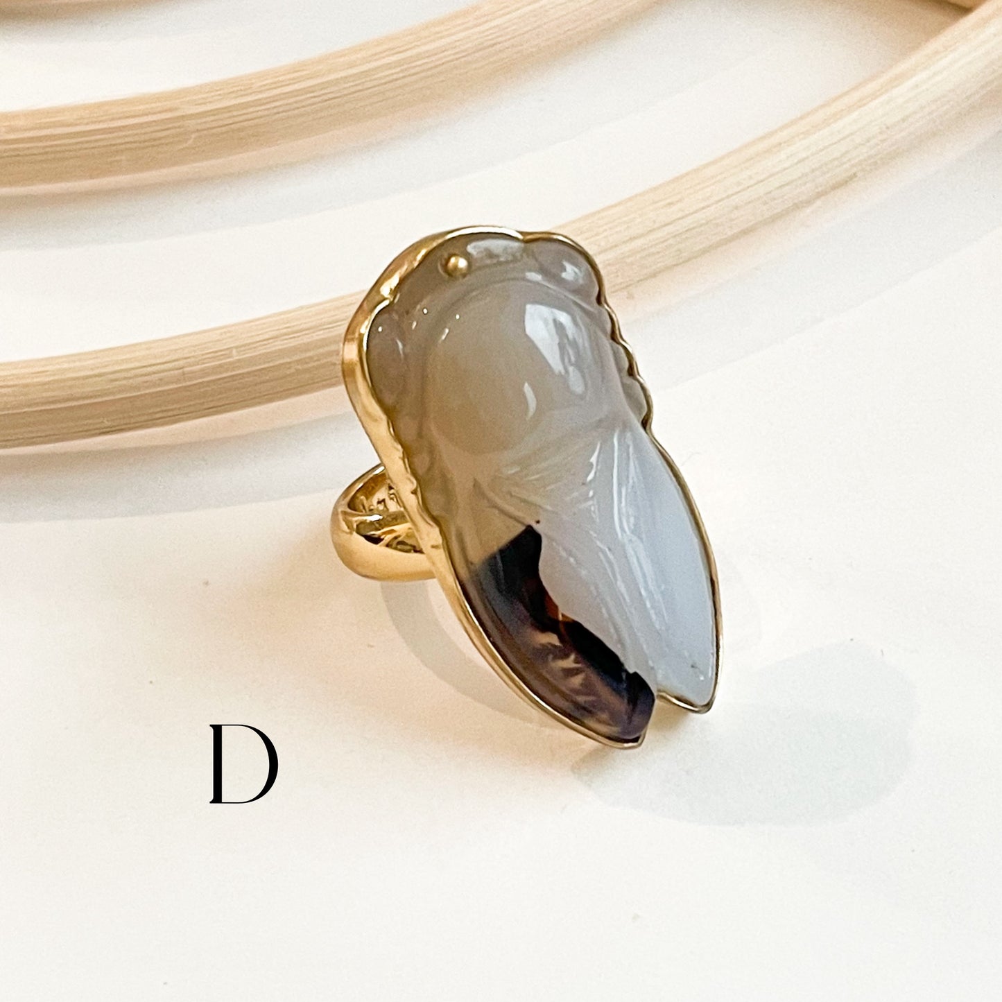 Agate Cicada Feng Shui Ring - Alchemia