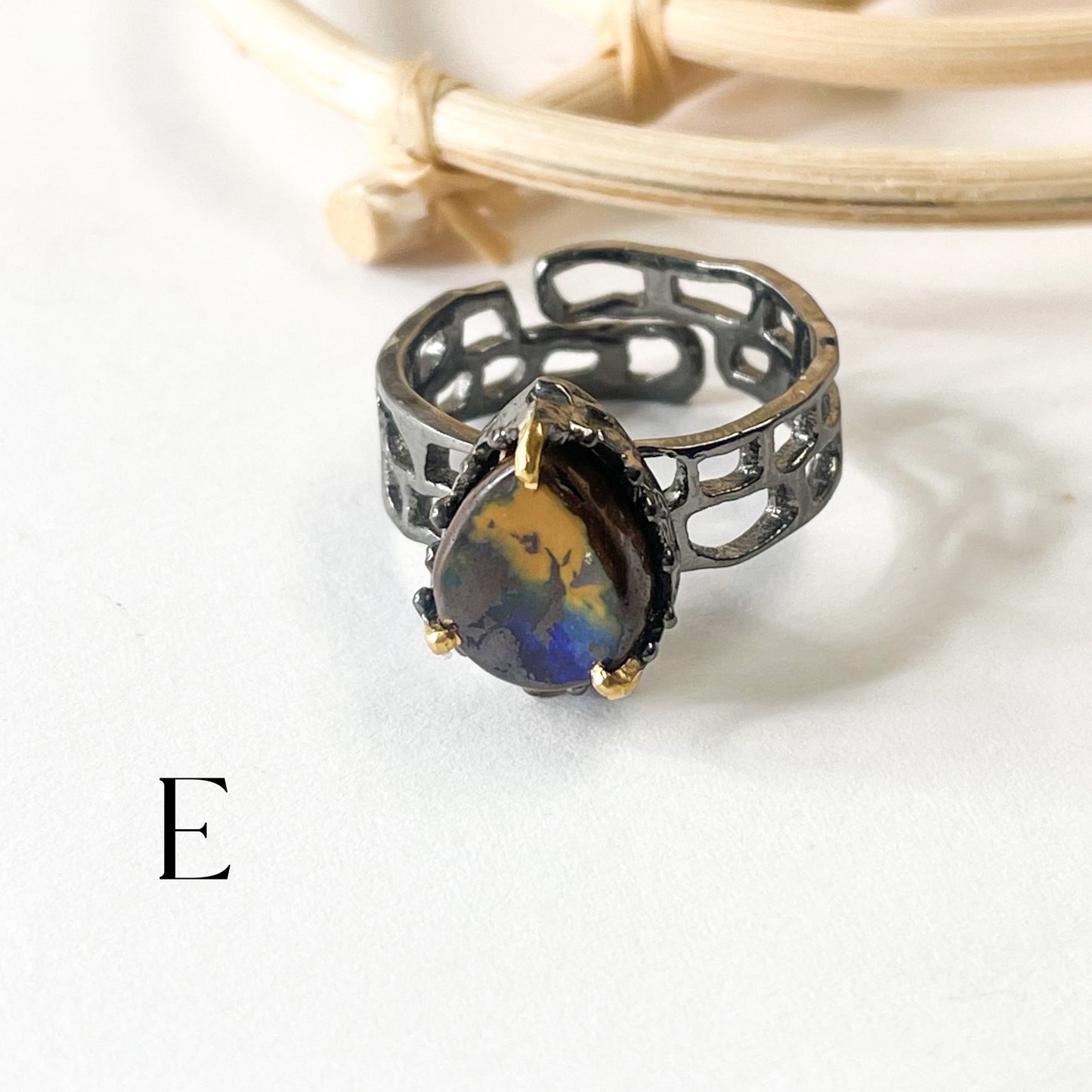 Boulder Opal Unique Band - Solid Sterling Silver