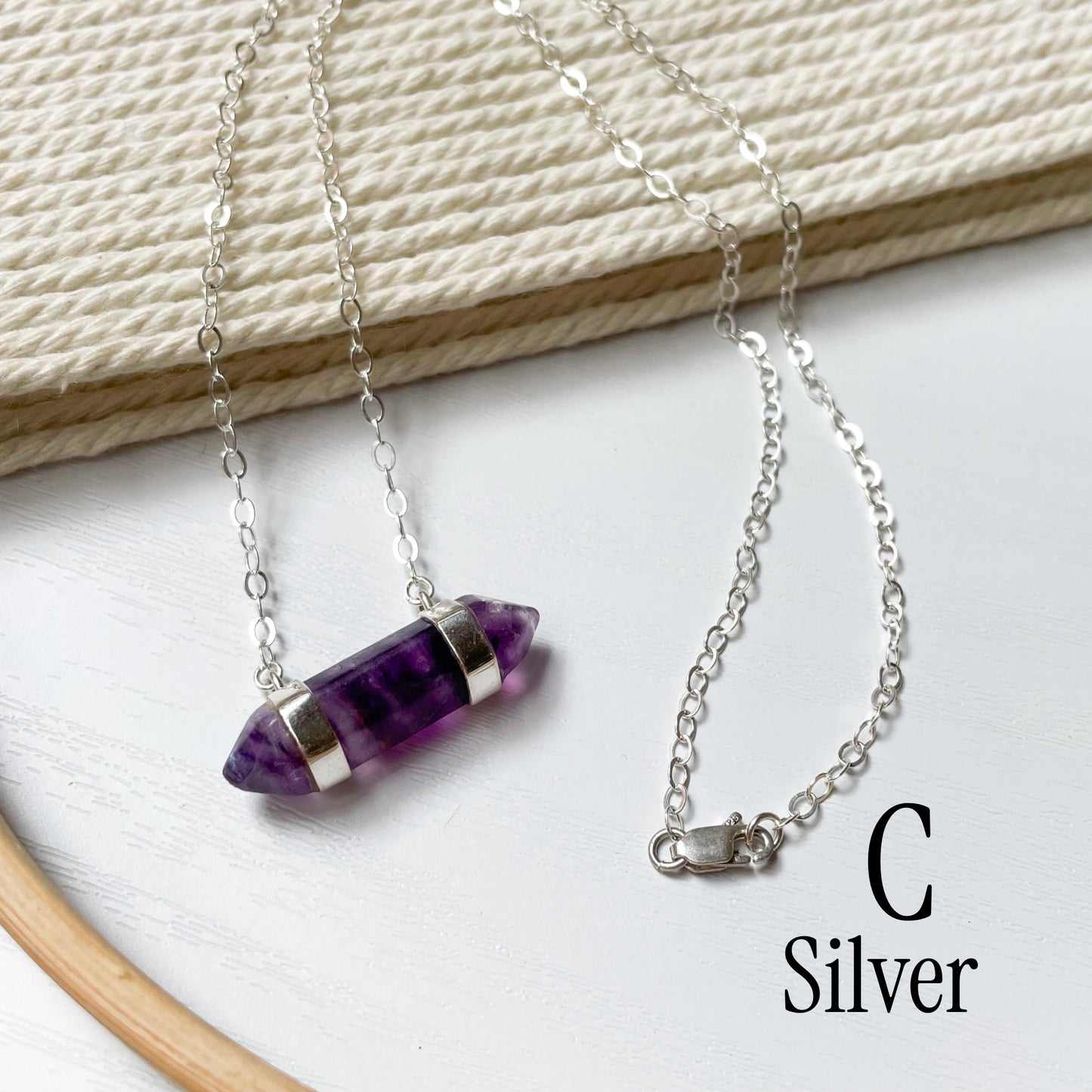 Fluorite Side Point Necklace - Both Metals