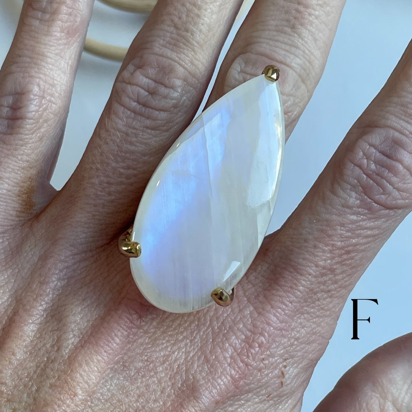 Rainbow Moonstone Statement Prong Ring - Alchemia
