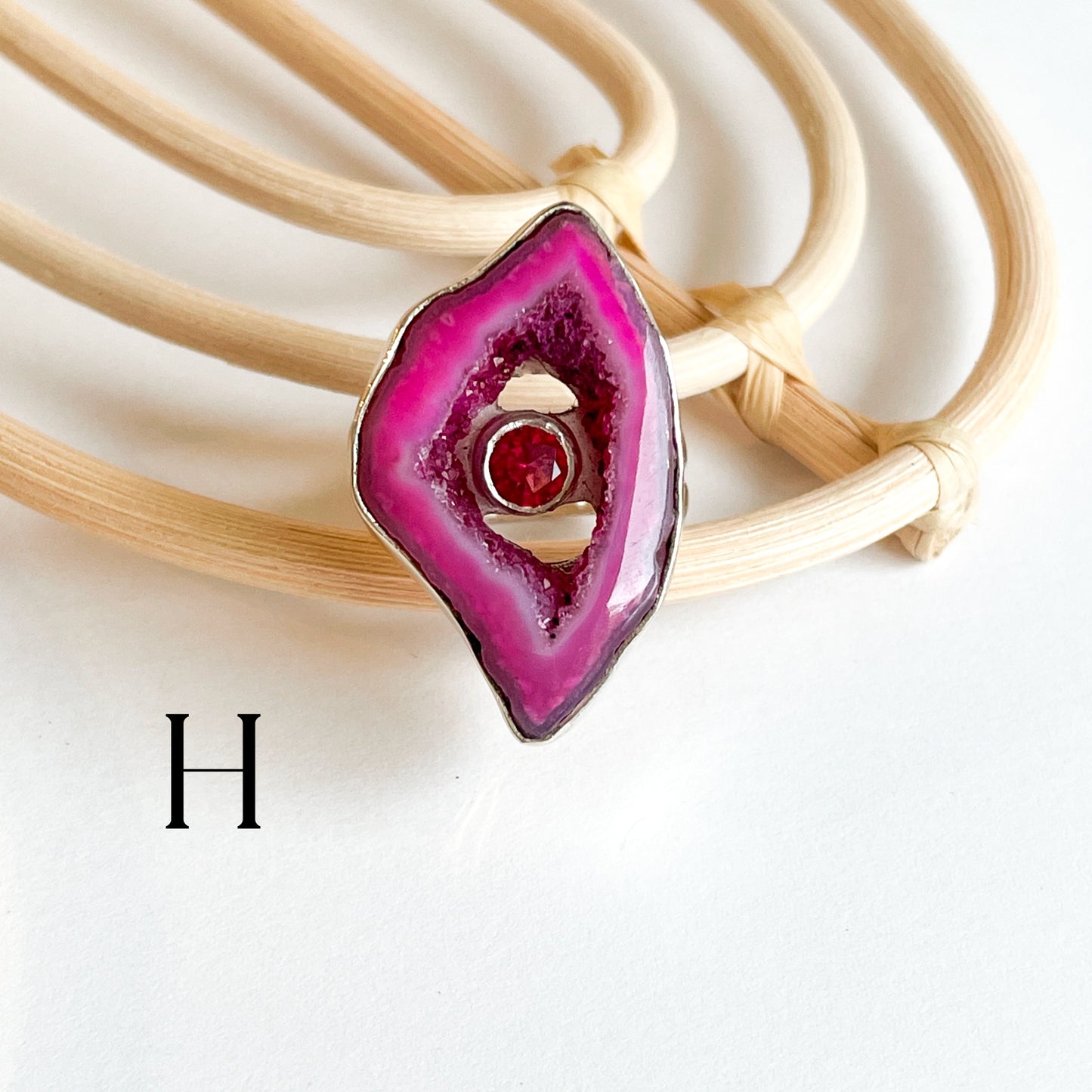 Agate With Gemstone Ring - Solid Sterling Silver