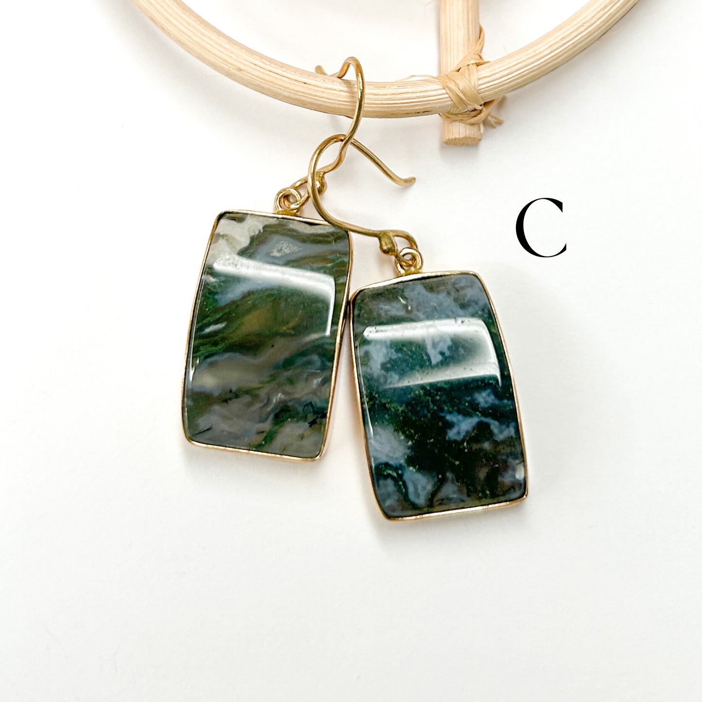 Moss Agate Dangles - Alchemia