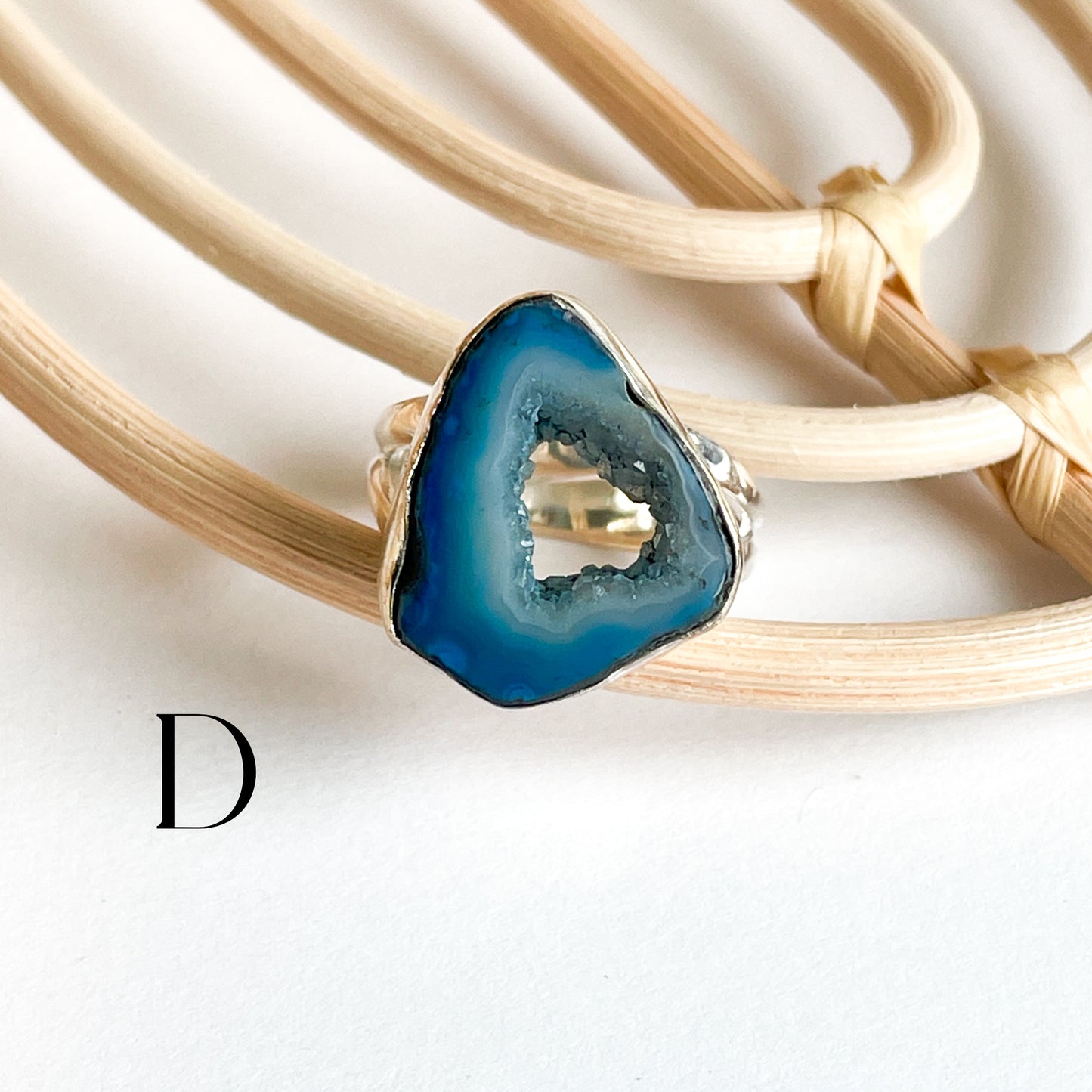 Agate Slice Ring - Solid Sterling Silver