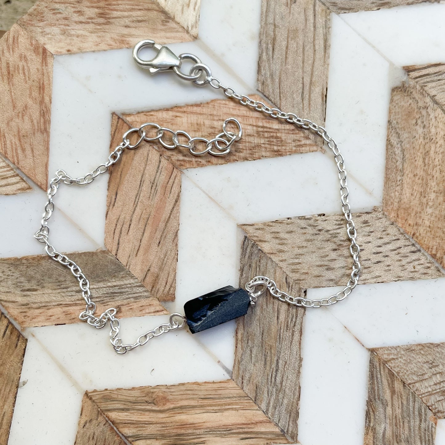 Minimalist Stone Bracelet - Solid Sterling silver