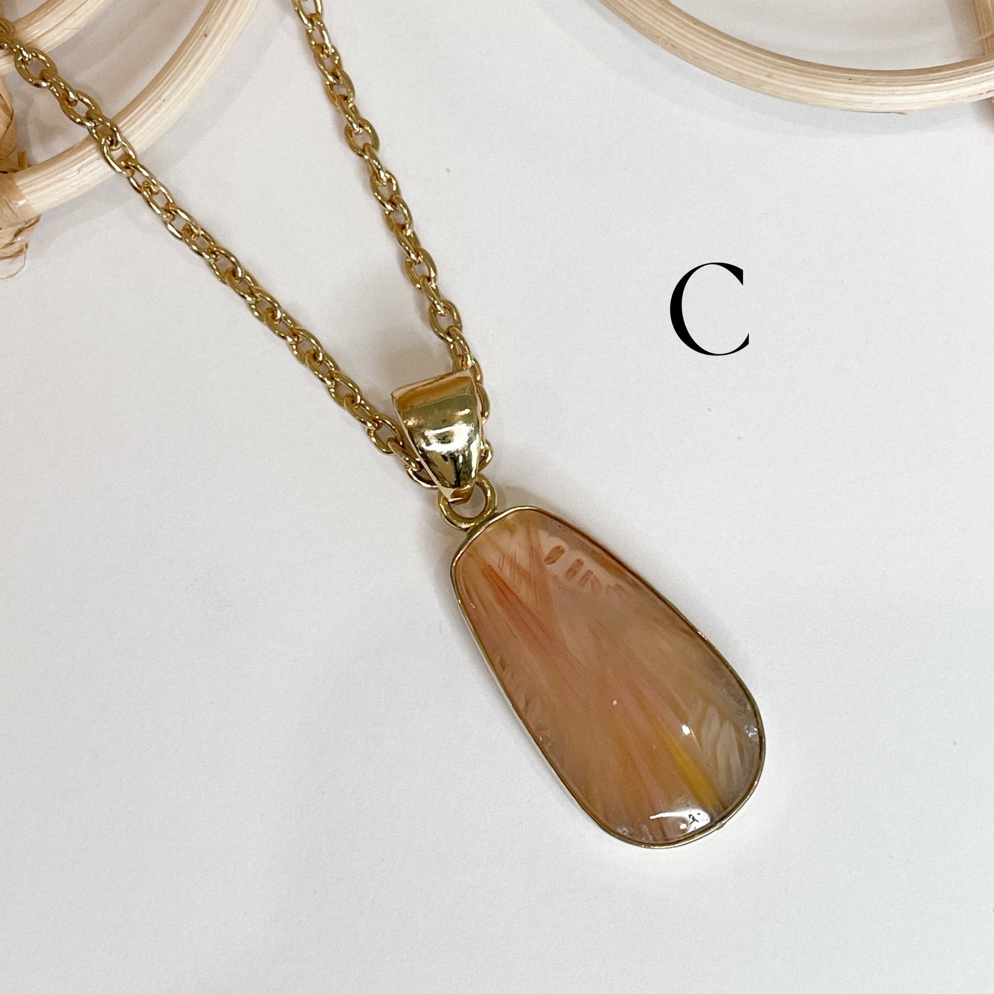 Statement Feather Agate Pendant - Alchemia
