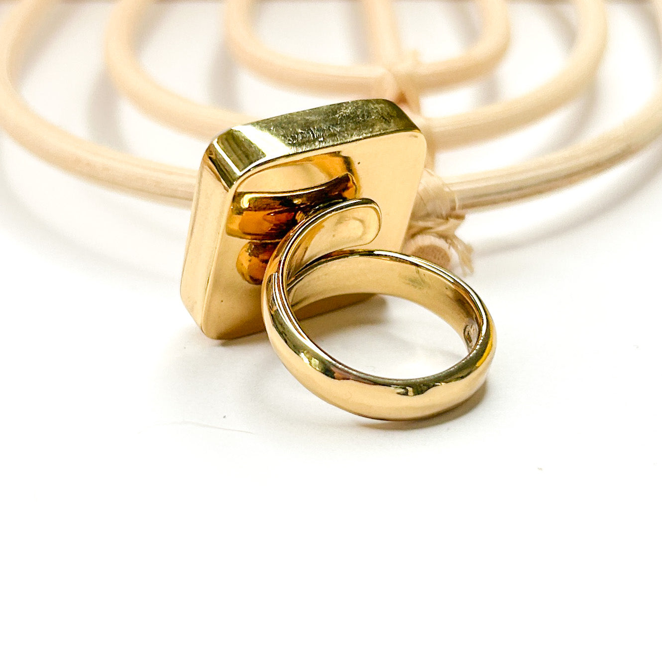 Square Gray Agate Ring - Alchemia Gold
