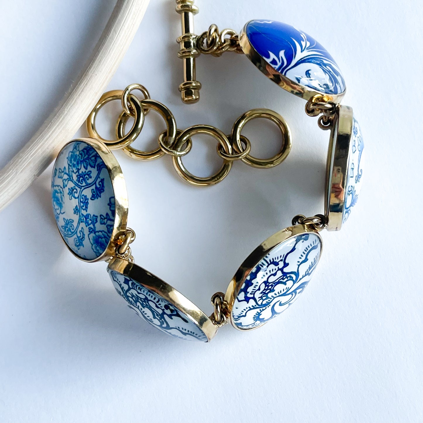 Polka Dot Denim Floral Bracelet - Alchemia