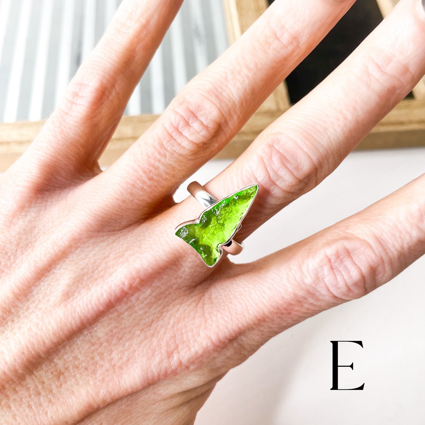 Colorful Glass Arrow Ring - Solid Sterling Silver