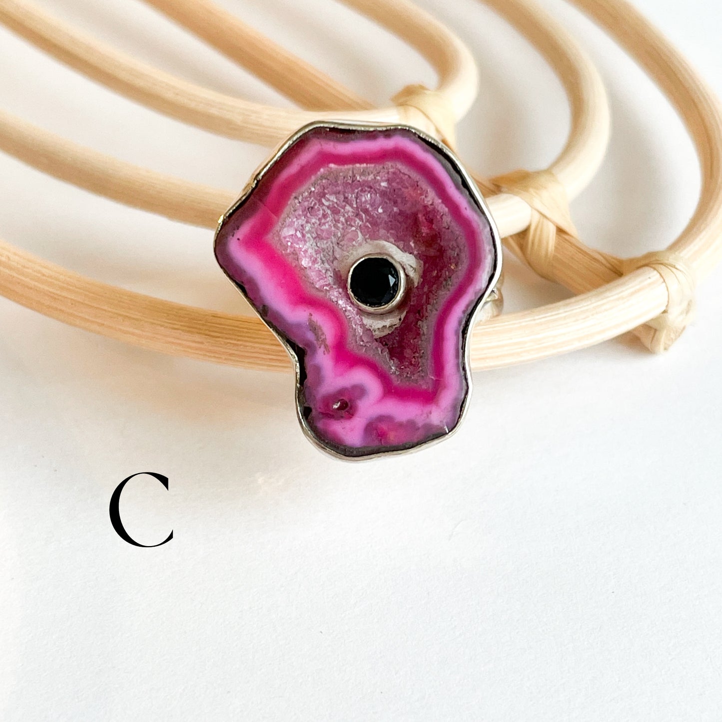Agate With Gemstone Ring - Solid Sterling Silver