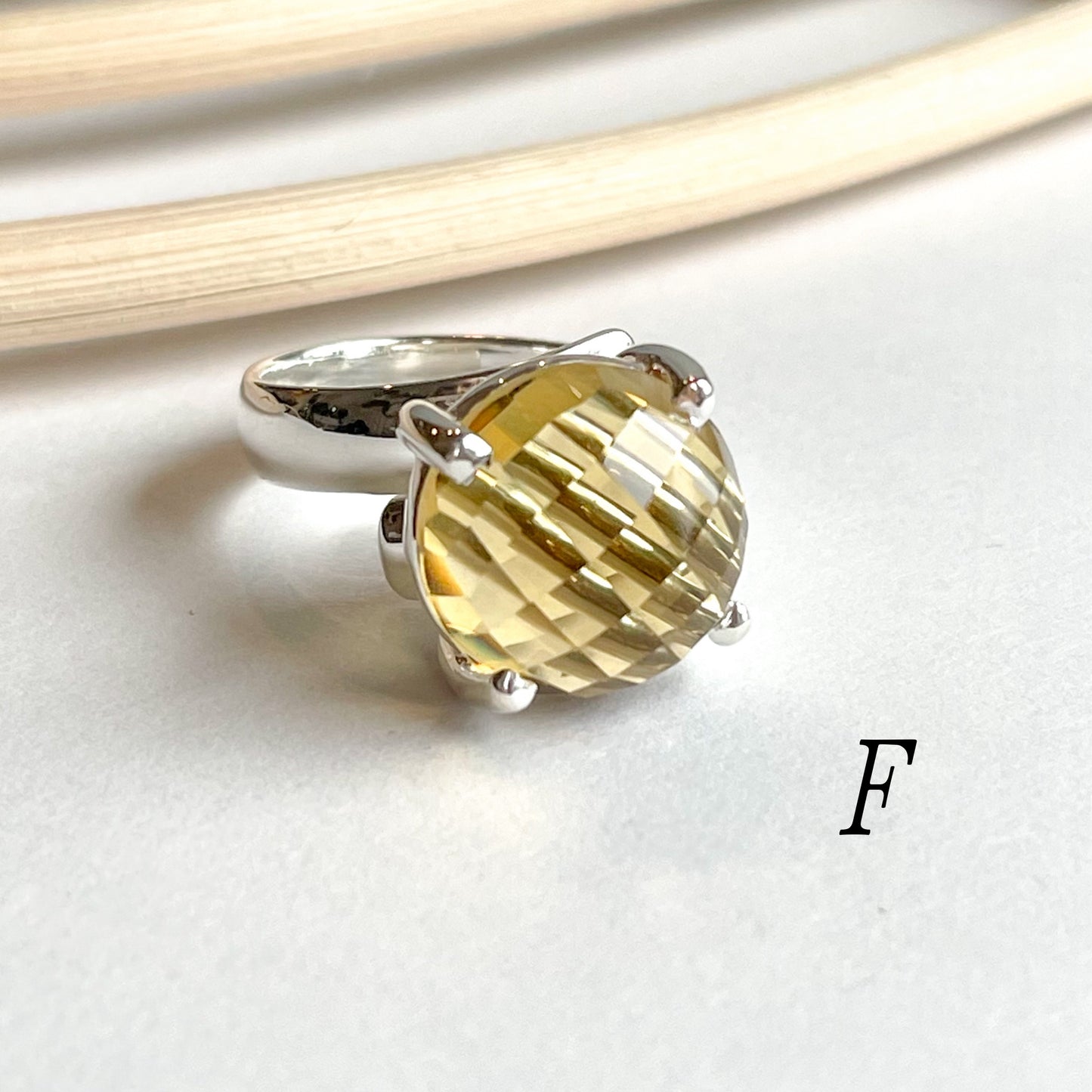 Whiskey Quartz Prong Ring - Solid Sterling Silver
